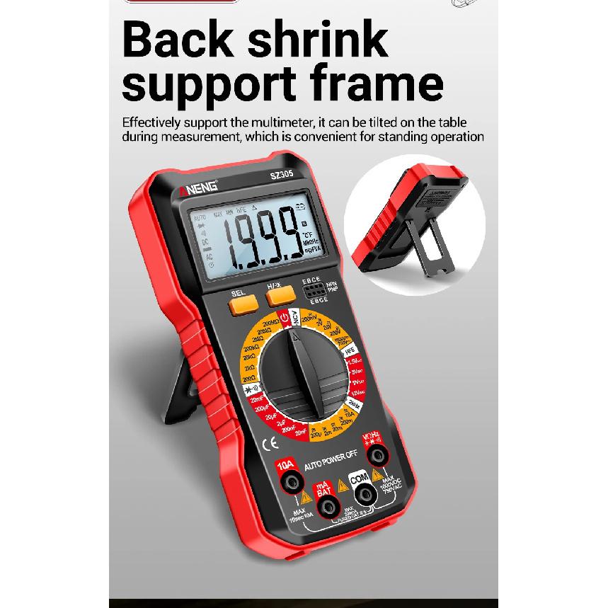 ANENG SZ305 Multimeter Professional Capacitor Tester with 1999 Count AC/DC Voltmeter Current Resistance Ohm Intelligent Testing