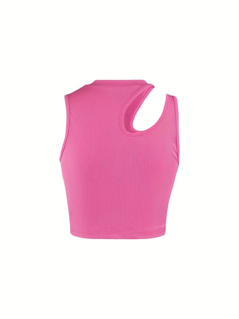 2025 Summer Women's Ribbed Hollow Sleeveless Crop Top