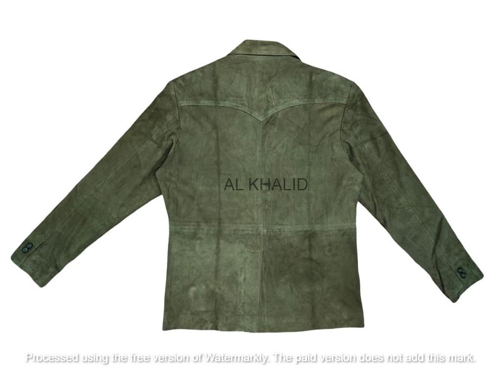 Läder Herrblazer Mocka Olivgrön Handgjord Äkta Lammskinn Formell Stilfull