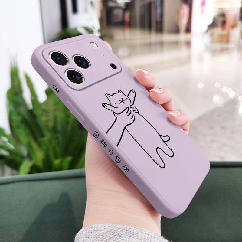 Fidgeting Cat Phone Case For iPhone 17 Air 16 16e 15 14 13 Pro Max Plus Mini Liquid Silicone Soft Cover