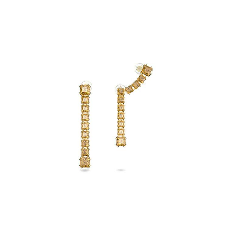 Swarovski Millenia Clip-On Earrings Asymmetric Yellow Women earrings 5614921 Shopping Bag,Yellow,F