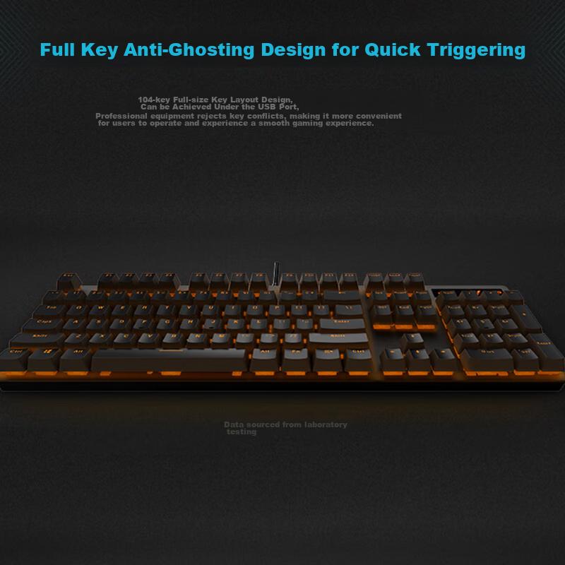 Rapoo V500PRO Single Backlit Mechanical Keyboard, Wired Full-Size Gaming And Office Keyboard for Laptop, 104 Keys, Anti-Ghosting, Red Switches