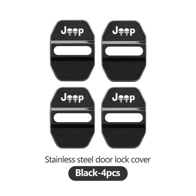 4Pcs Decorative Car Door Lock Buckle Cover Protector for Jeep Renegade Wrangler JK JL Grand Cherokee Compass Patriot Auto Parts