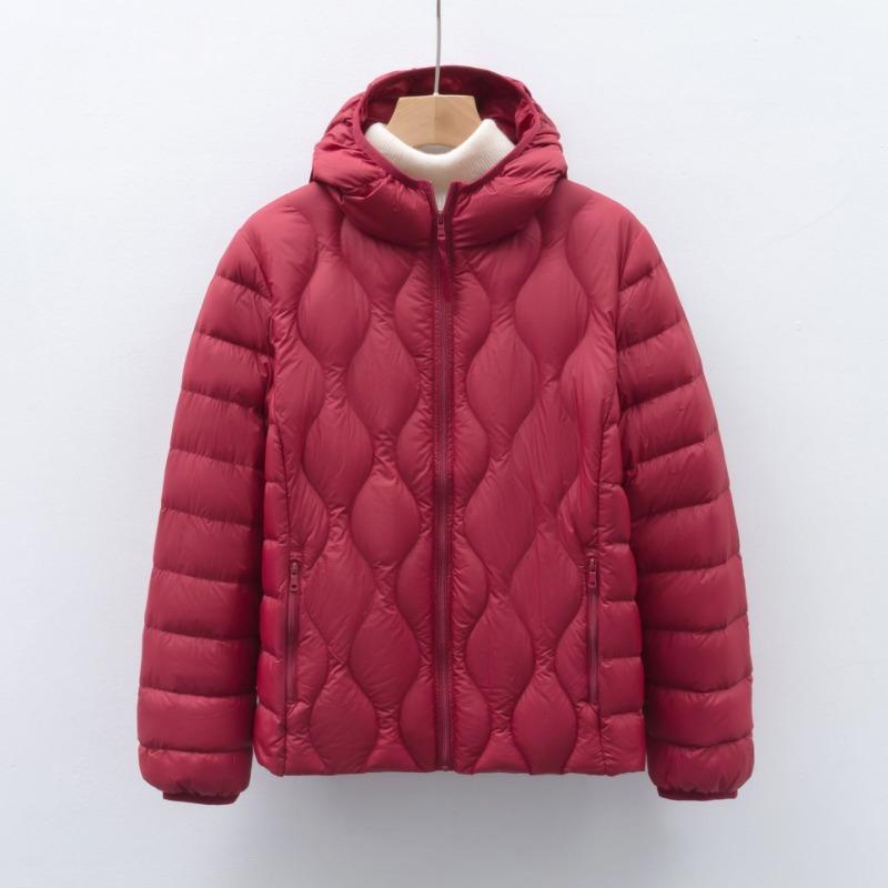 

90 fleece new national standard women s clothing autumn and winter new light down jacket wavy pattern women s hooded jacket 3XL