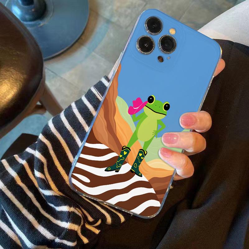 Cute Frog Phone Case for iPhone 17 Air 16 15 14 13 12 11 Pro Max Plus Mini Xs X 8 7 Soft Transparent Cover Fundas Accessory