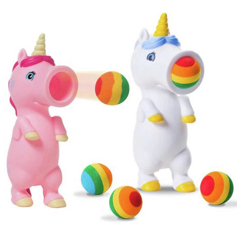 Bunter Niedlicher Einhorn Quetschball Schießer Schaumstoffbälle Kinderspaß Fidget Spielzeug Autismus Sensorische Stressbewältigung Tragbares Gadget Spielzeug