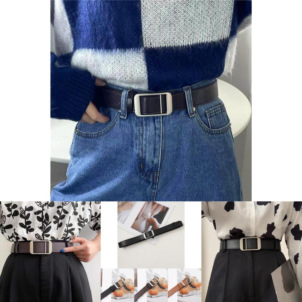 Durable Simple Design Vintage Black Pu Jeans Belt Perfect For Men And Women
