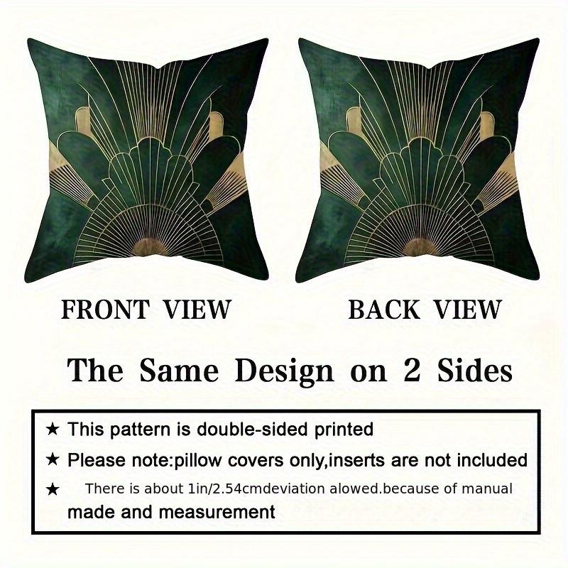 2pcs Elegant Green Geometric Print Pillow Covers Double-Sided Zippered Living Room Decor No Inserts Decorative Pillows Cases зелёный 10390₽