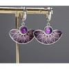 Fan-Shaped Purple Round Earrings, Petal Texture Design, Suitable For Thanksgiving Christmas Folk Gatherings, Retro Elegance, Unique Texture Details