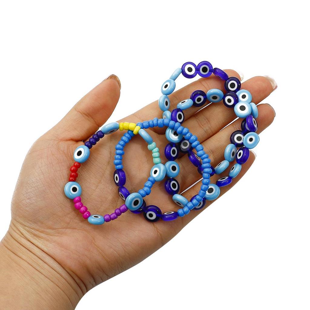 6/8/10 mm Módní barevné zploštělé korálky Evil Eye Volné Lampy Skleněné korálky pro náramek Náhrdelník Vlastní výroba šperků