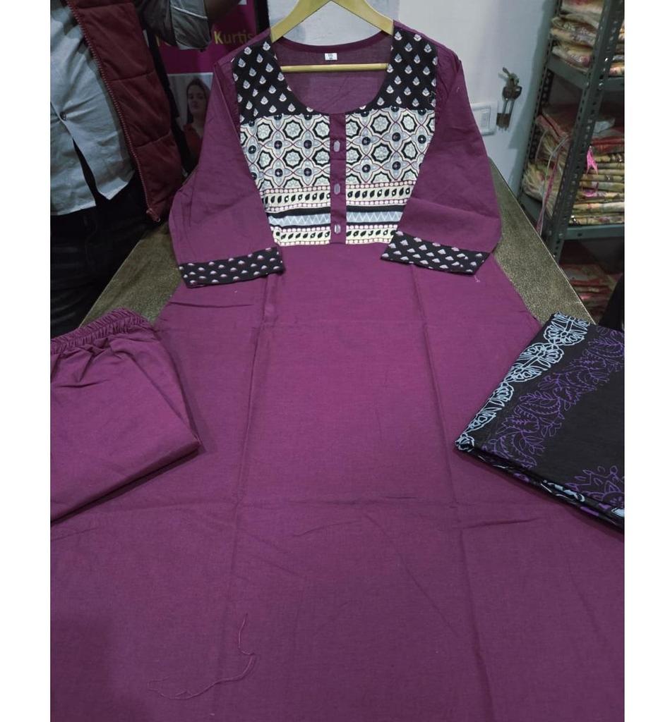 Indian Designer Party Wear Kurta Pant Dupatta Set Women Bollywood Cotton Salwar Suit