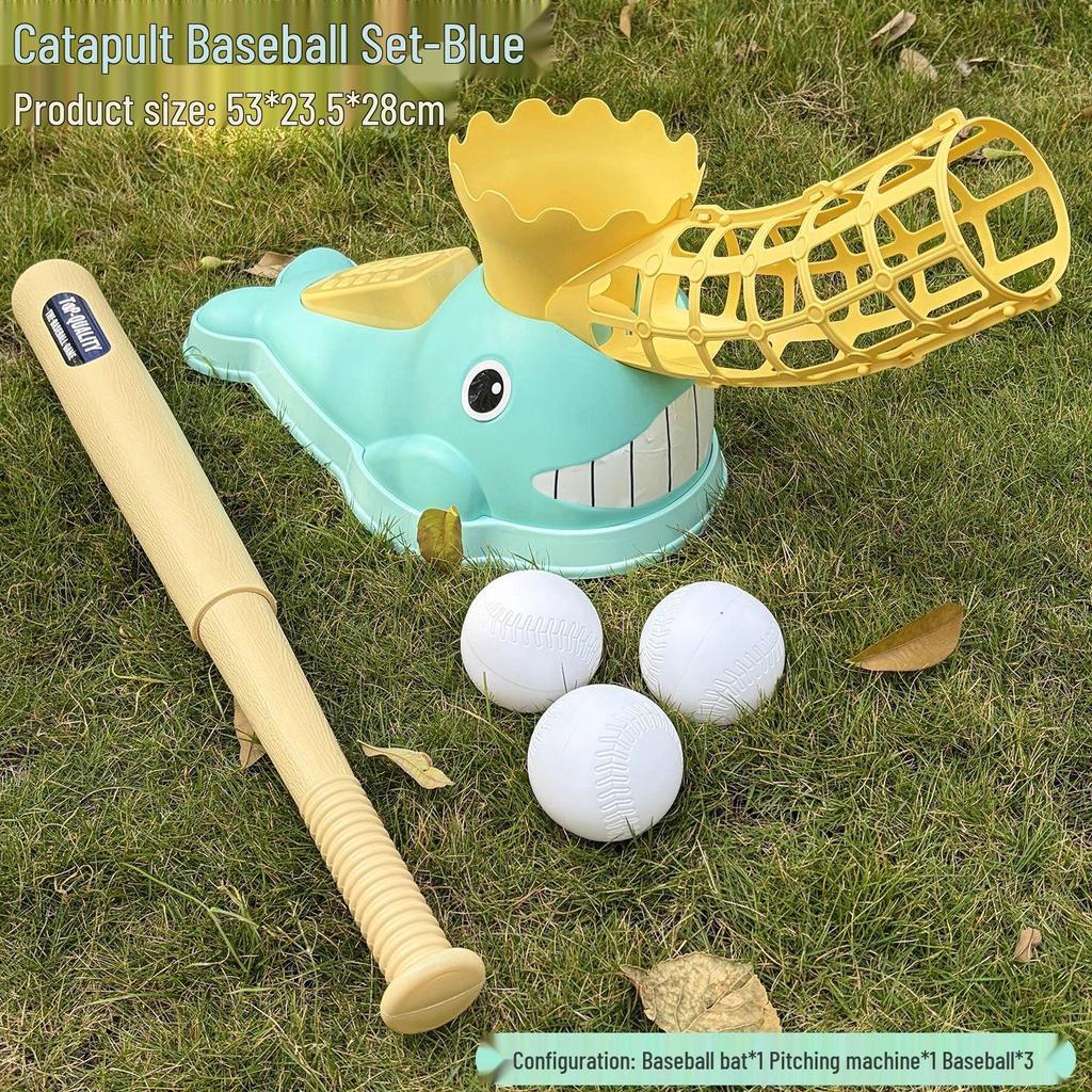 Cartoon Whale Baseball Launcher Set: Parent-Child Indoor/Outdoor Sports Toy