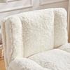 Silla de Manicura 26.4 Pulgadas Asiento Silla de Oficina Pelo de Conejo Artificial Hogar con Base Giratoria de Metal Escritorio Vanity Ajustable (Crema)
