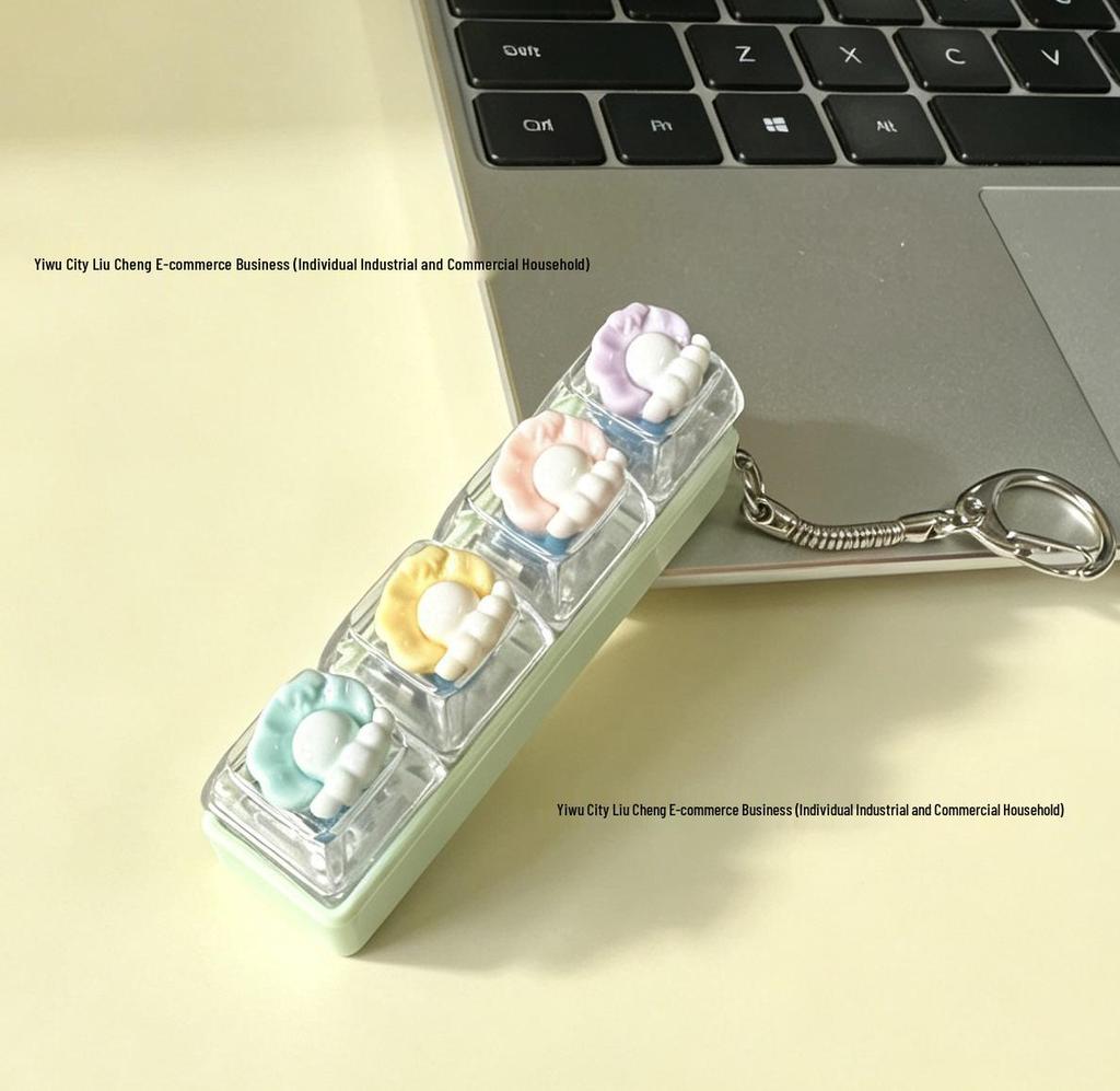 Cute Sticker DIY Button Squeeze Toy Keychain - Stress Relief Pendant