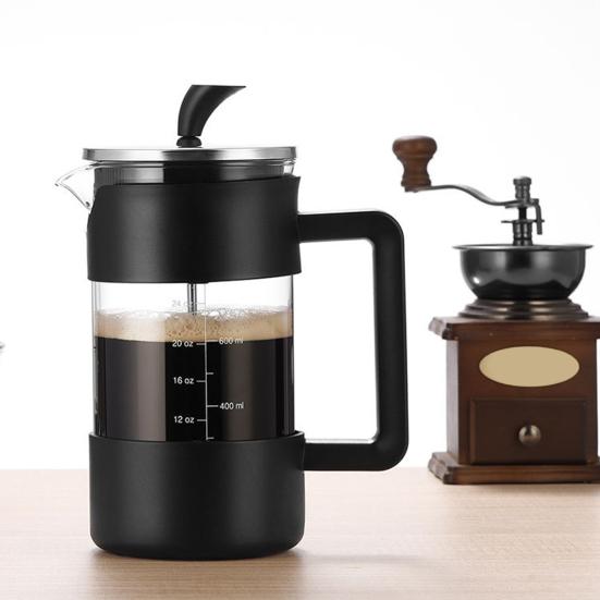 1000ml French Press Coffee Maker 34oz Heat-Resistant Borosilicate Glass No-Drip Spout Advanced Filtration System