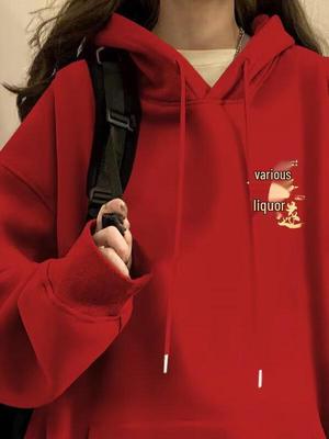 Men's Red Year of the Rat Fleece-Lined Hoodie: Thickened for Autumn/Winter 2026.