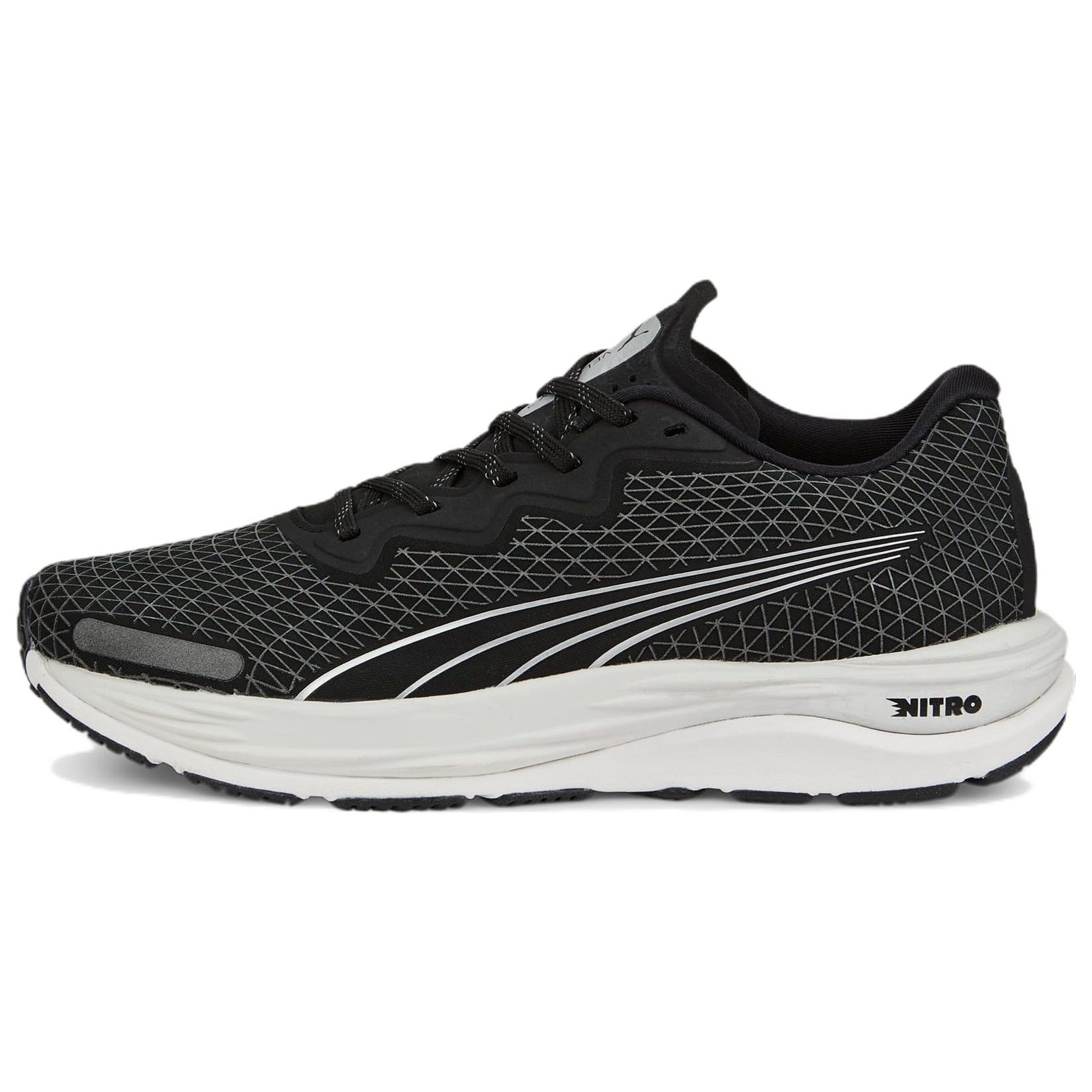 

Puma Velocity Nitro 2 Легкая ткань с эффектом отскока Нескользящие Прочные Дышащие Низкие Повседневные Кроссовки для бега Унисекс кроссовки Черно-белые 376918-01 35.5