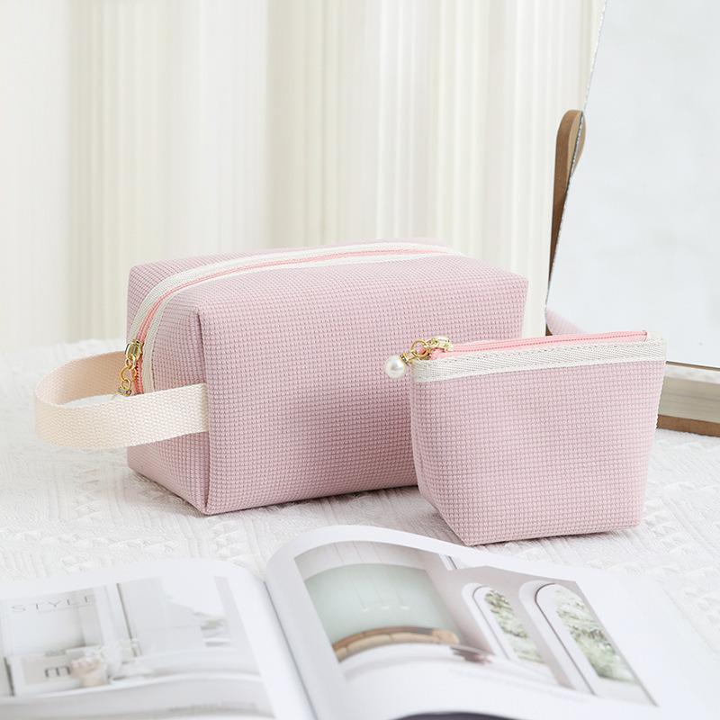 Kompakte Cord-Make-up-Tasche: Vielseitige Kosmetik- und Geldbörse mit großem Fassungsvermögen für Frauen
