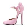 Neue Modenschau Sexy Sandalen Damen Klassiker Schnallenriemen PU 14CM Dünne Absätze Mode Damen Pumps Damenschuhe Pumps Schwarz