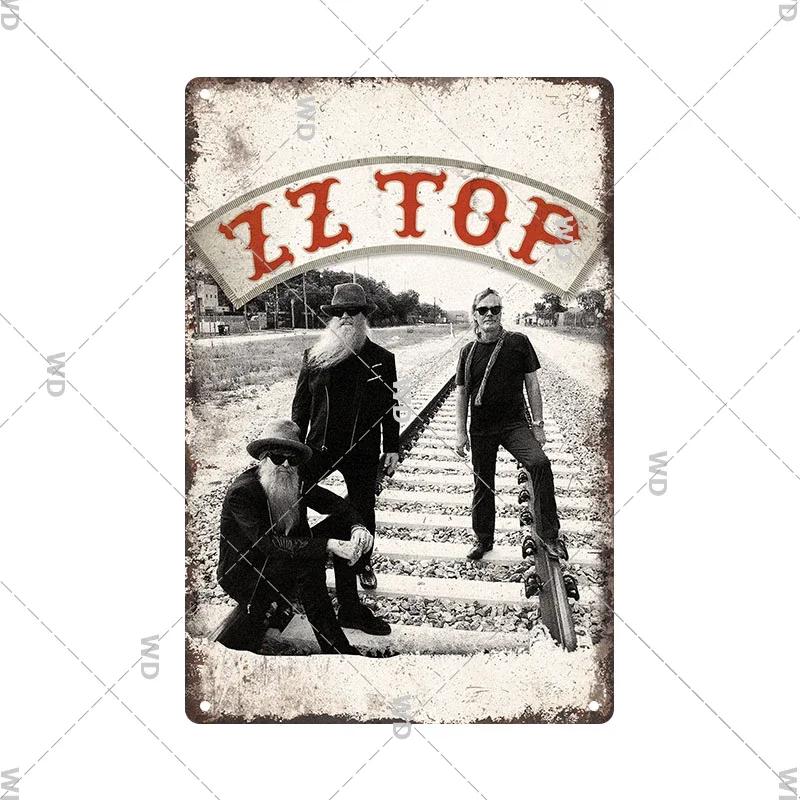 Tin Sign ZZ TOP Rock N Roll Poster Decorative Plaque Metal Signs Retro Vintagge Wall Plate For Home Club Pub Gift Wall Decor
