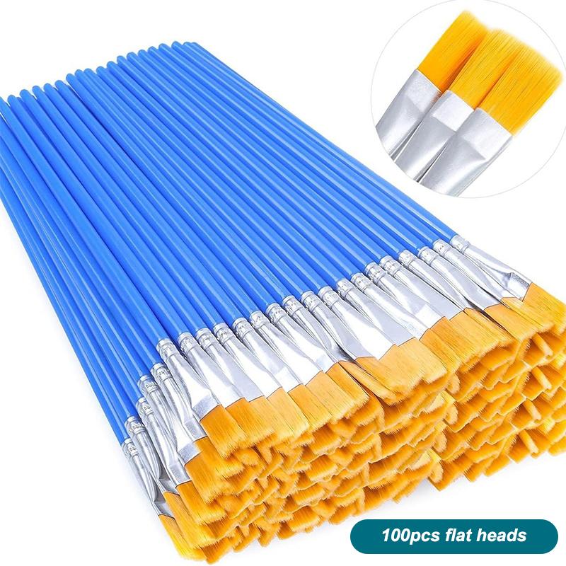 30/60/100/110Pcs Painting Brushes Set Art Round / Flat Brushs Nylon Hair Paint Brushes Pen For Oil Watercolor Art Supplies