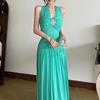 2026 European and American style spring new women's clothing solid color slim-fitting high-waisted fashion neck backless sleeveless dress