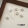 Luxurious Zircon Four-Leaf Clover Nail Art: White K Gold Heart Accessories