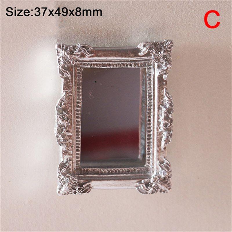 Furniture Miniature Mirror Mirror Doll Wall Room 1/12 Dollhouse House Mirror Miniature Frame Accessories