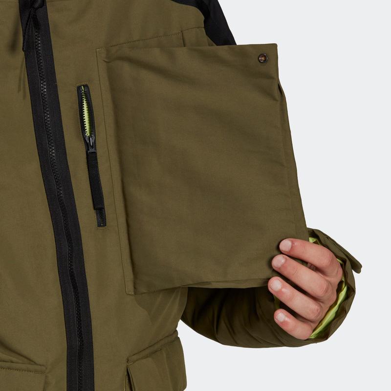 Adidas Outdoor Casual Sports Zip Hooded Long Sleeve Cotton Jacket Men Jacket Green H48576