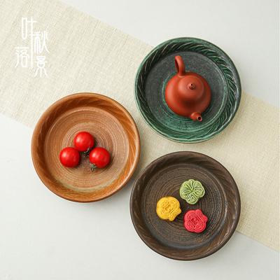 Kiln-turned Ceramic Shallow Plate Salad Plate Small Fruit Plate Snack for Home Pot Holder Dry