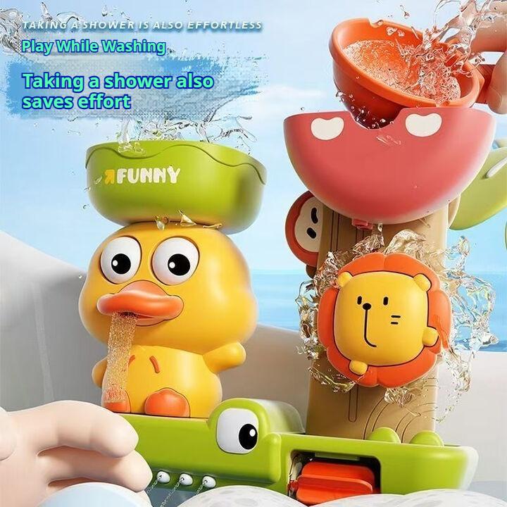 Baby Children's Water Toy Suction Cup Rotating Le Meng Duck Waterwheel Bathroom Shower Boy Four-in-one Water Spray Toy