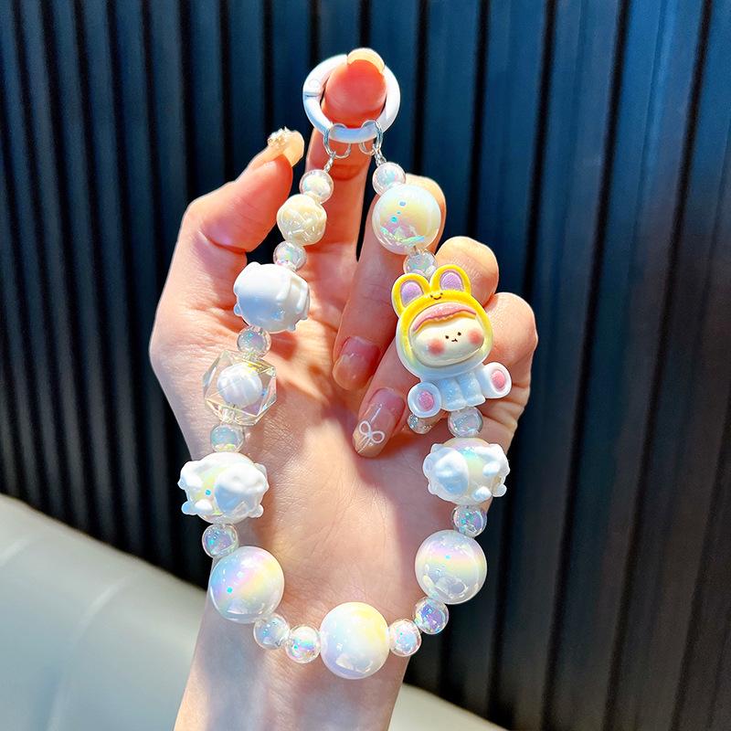 

Расписанные вручную бусины Мультяшная кукла Шнурок для телефона Брелок - Маленький подарок