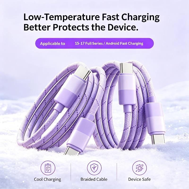 60W Pd Fast Charging Cable For 15/16/17 Usb Type C To C Quick Charger Cord Nylon Braided Charger Power Wire