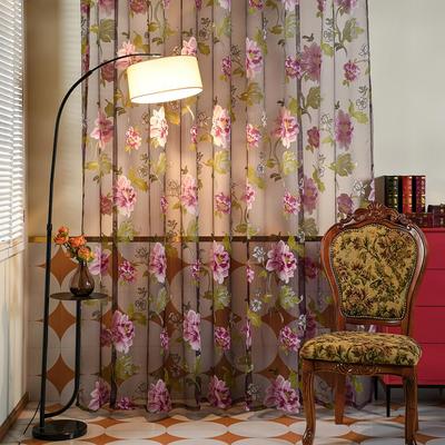 1 Stück Modern Modisch Retro Pfingstrose Bedruckt Transparent Schiere Fenstervorhang für Wohnzimmer Schlafzimmer Heimdekor Nuan Serie