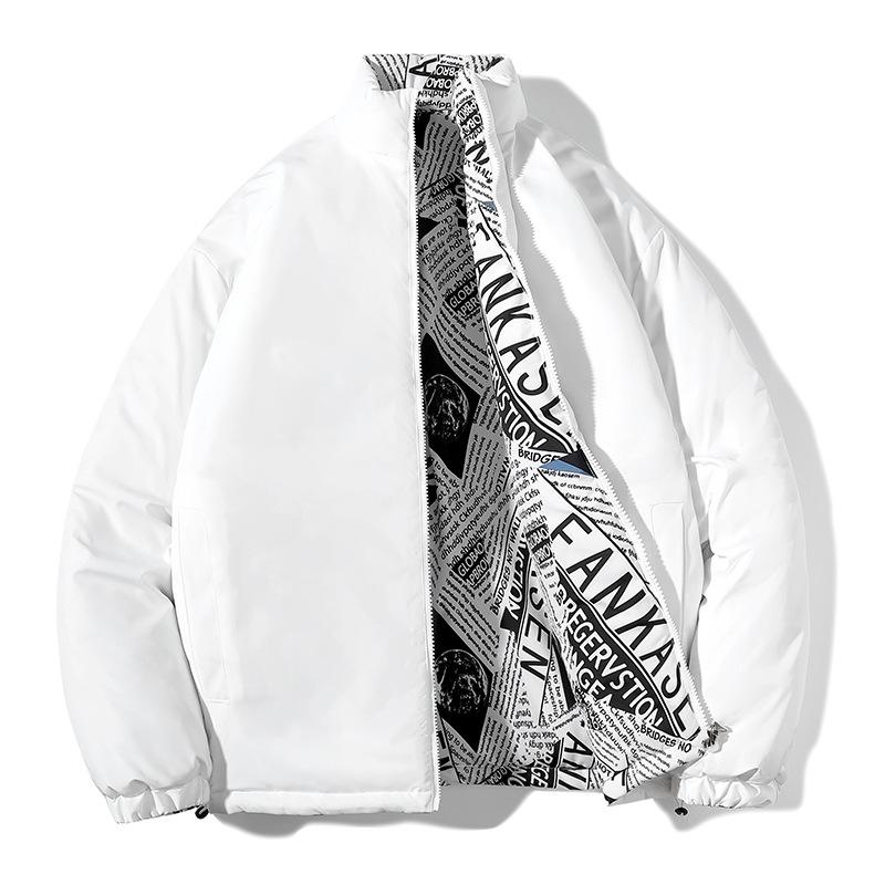 Neuer, hochwertiger, wattierter Herren-Wintermantel aus Baumwolle mit Stehkragen, trendige Markenoptik, vielseitige PU-Leder-Baumwollwattierung 