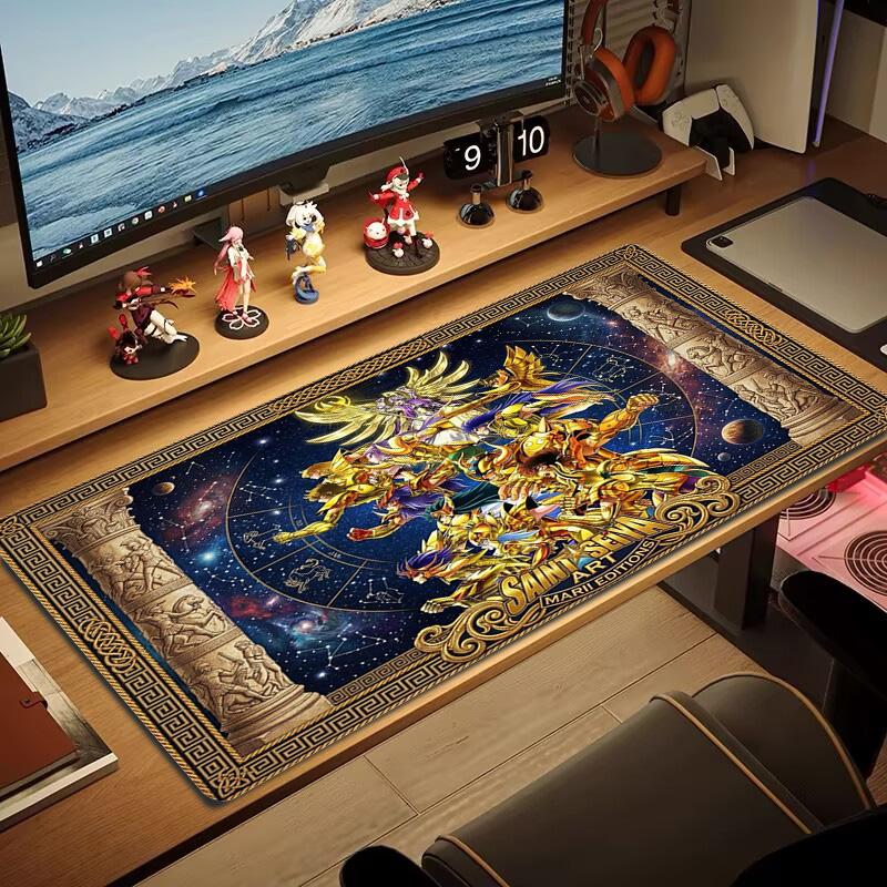 Saint Seiya Anime Color Mouse Pad Large Gaming Table Cushion Non-slip Laptop Tablet Big Mousepad XXL Mat Mini PC Playmat With Lock edge