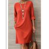 Elegant European & American Style Round Neck Dress with Pockets