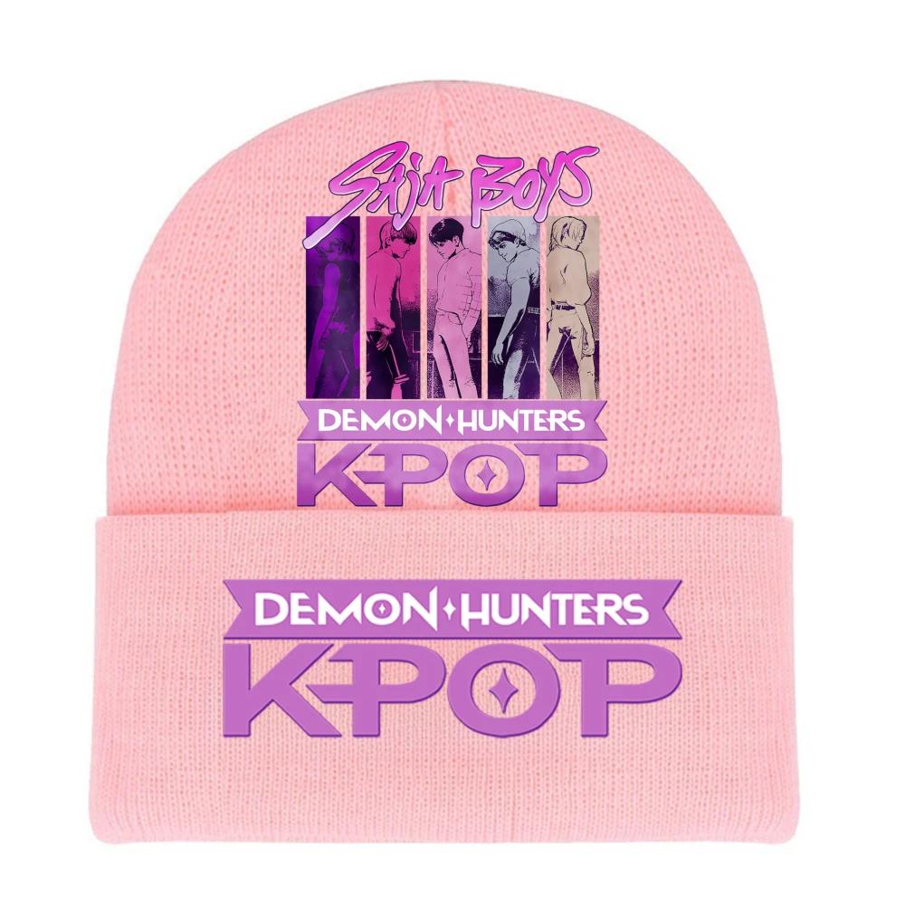 Kpop Demon Hunters HUNTRIX SAJABOYS Letter Printed Rolled-edge Woolen Knitted Cap Thickened Cold Season Adult Hat Fans Birth Date Present