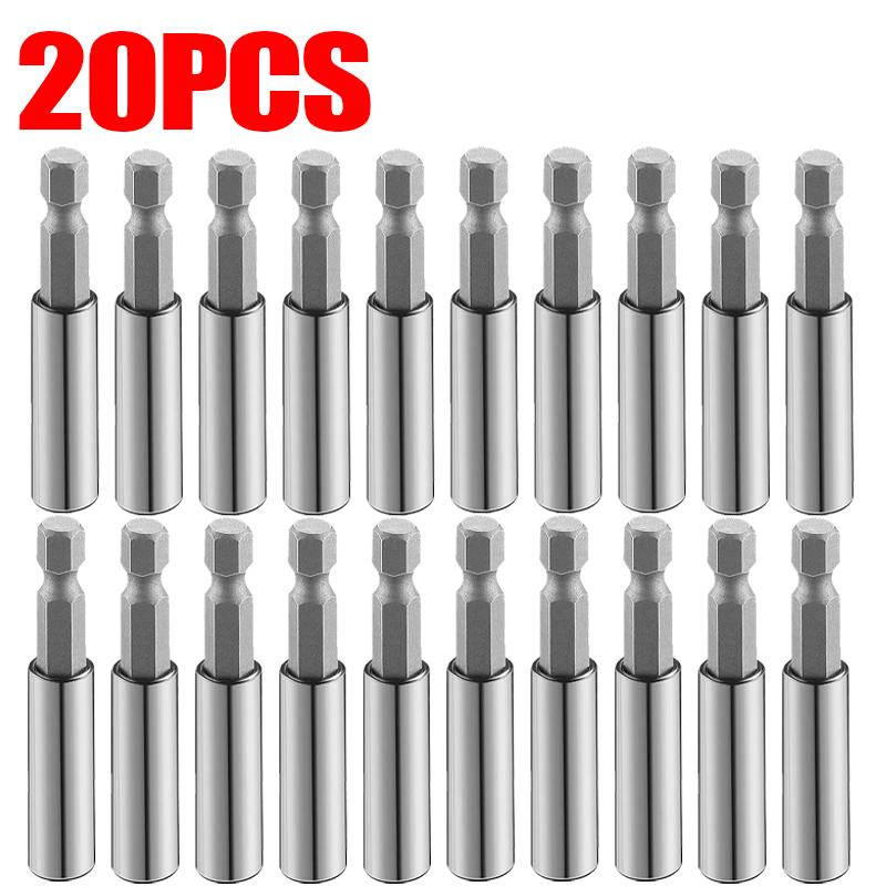 1/20x Magnetic Screwdriver Bit Holder Set Hex Shank Extension Carbon Steel Quick Release Drill Bit Adapter for Screws and Nuts