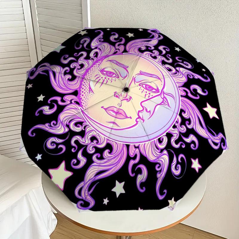 1pc Celestial Moon Face Design Umbrella with Plastic Handle,Suitable for All Seasons Home Travel Outdoor UmbrellaDD755