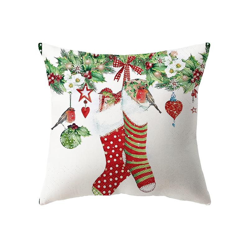 Cute Santa Claus Christmas Decoration Printed Pattern Cushion Cover Home Living Room Sofa Decorative Pillow Pillow Cover