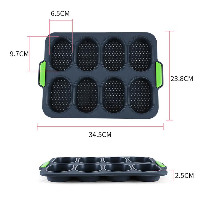 Silicone Bread Mold Baguette Baking Tray Nonstick Loaf Tin  8 Grid Bread Tin for Baking French Bread Mold Bakeware Baking Tool