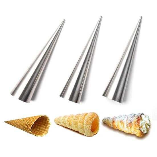 Stampo per croissant a spirale in acciaio inox a forma di cono appuntito, strumento per la cottura al forno