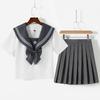 Cedar Eight Sailor Suit High School Girl Short Size M 3-Piece Set, Gray, Costume, Sleeves,