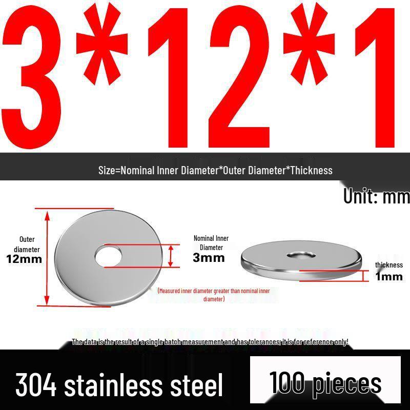 Thickened 304 Stainless Steel Flat Washer Spacer (M2-M36)