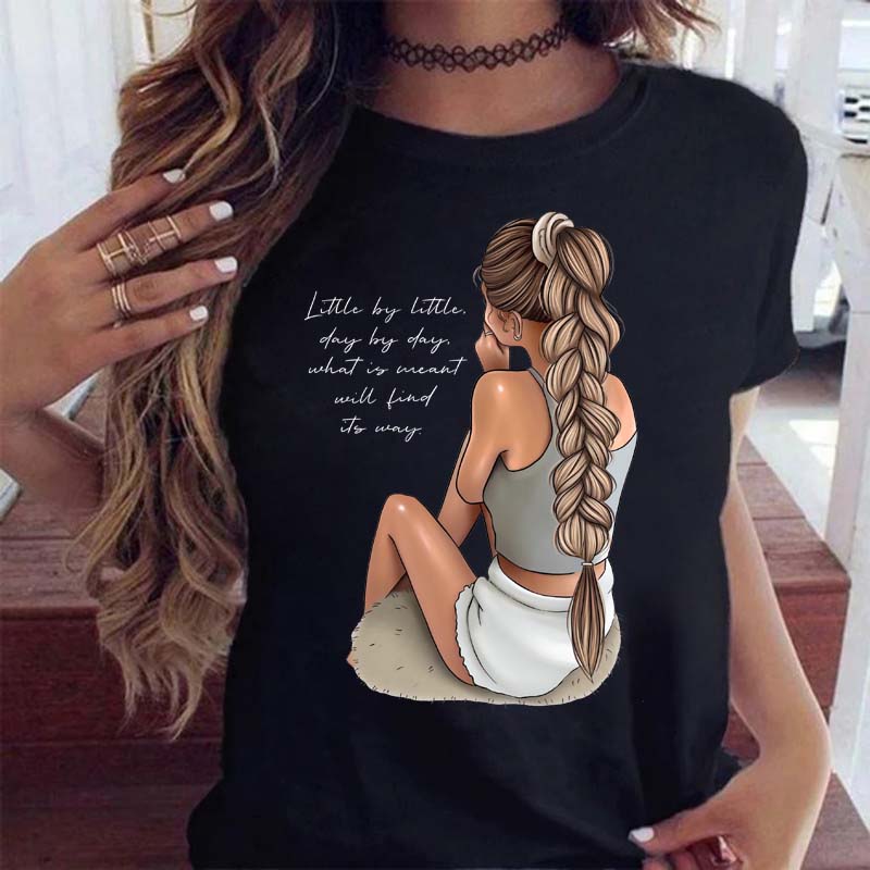 Women T Shirt Fashion Casual Female Print Shirt Loose Women Oneck Tops Harajuku 90s Girls Kawaii T Shirt Korean Style Clothes