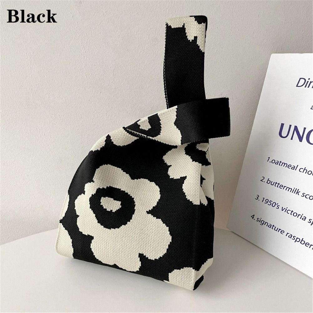 Japanese Art Canvas Handbag Large Capacity Geometric Pattern Shoulder Bag Women's Trendy Versatile Casual Knot Purse & Wrist Bag