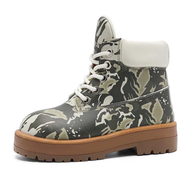 Classic Original Camouflage Boots Men Designer Motorcycle Boots Casual High-top Boots Men Comfortable Leather Platform Shoes Men