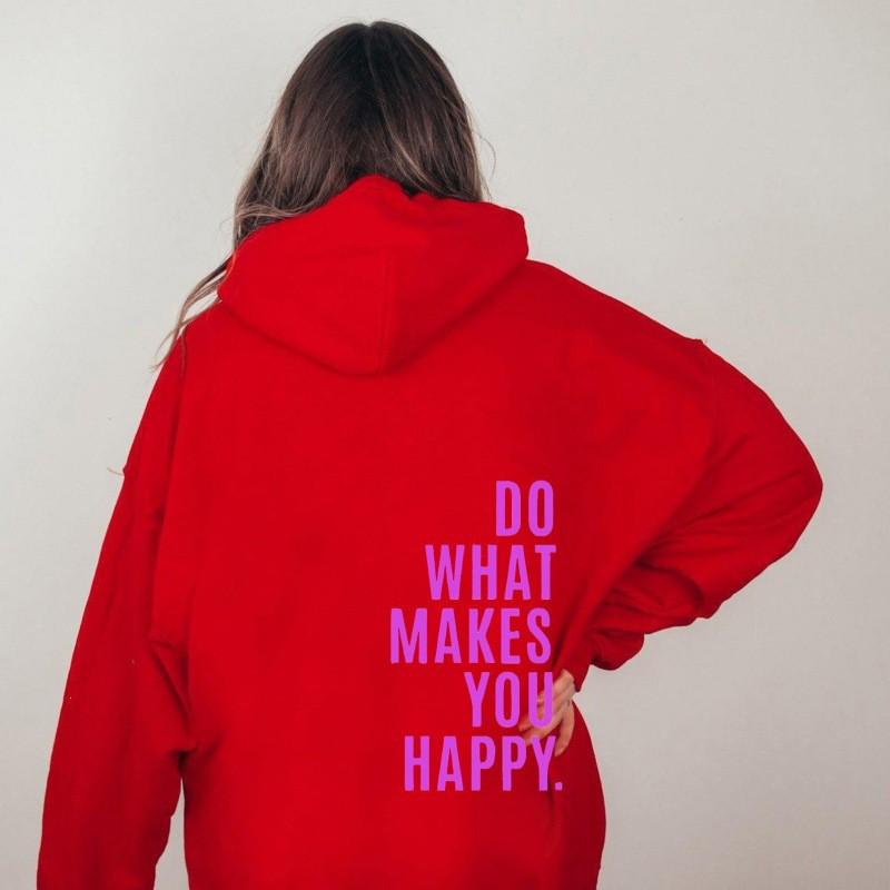 Womens Hooded Sweatshirt Streetwear Loose Fit Long Sleeve Printed Pullover Casual Top
