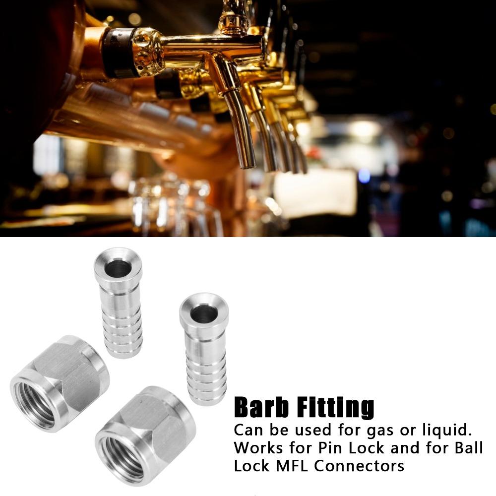 4pcs Stainless Steel Barb Fitting Set 8mm Barb Hose Swivel Nut Convenient Swivel Nut Barb Home Brew
